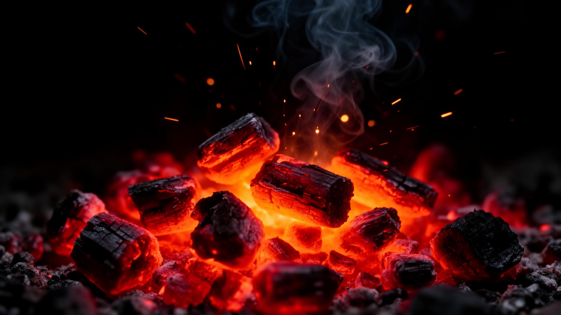 Glowing charcoal embers